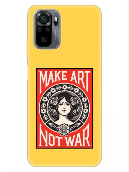 Redmi Note 10S Make Art Not War Sarı Telefon Kılıfı