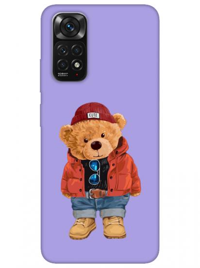 Redmi Note 11 Teddy Bear Lila Telefon Kılıfı