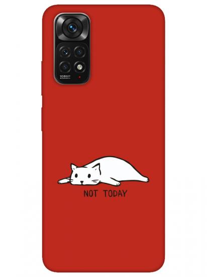 Redmi Note 11 Not Today Kedi Kırmızı Telefon Kılıfı