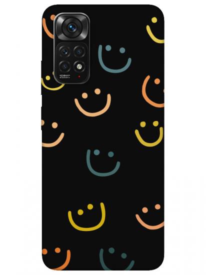 Redmi Note 11 Emoji Gülen Yüz Siyah Telefon Kılıfı