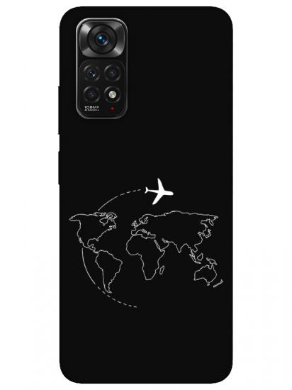 Redmi Note 11 Harita Uçak Siyah Telefon Kılıfı