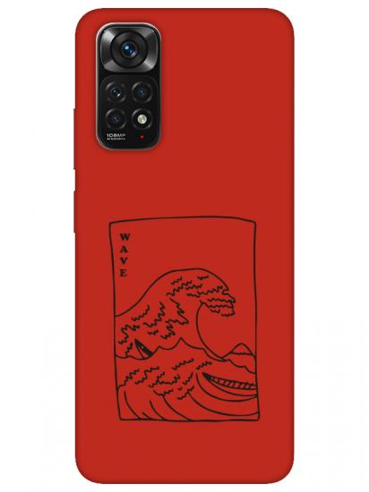 Redmi Note 11 Kanagawa Wave Kırmızı Telefon Kılıfı