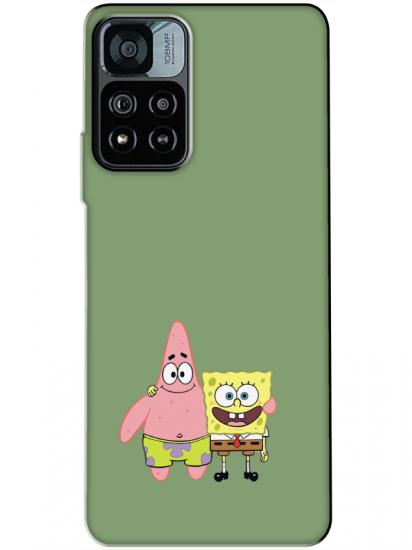 Redmi Note 11 Pro Sünger Bob Ve Patrickstar Yeşil Telefon Kılıfı