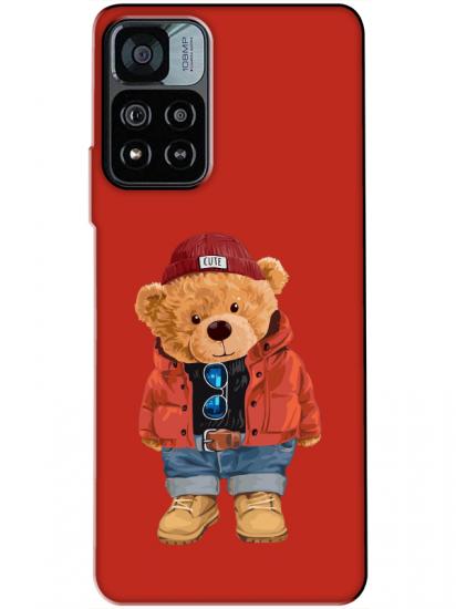 Redmi Note 11 Pro Teddy Bear Kırmızı Telefon Kılıfı