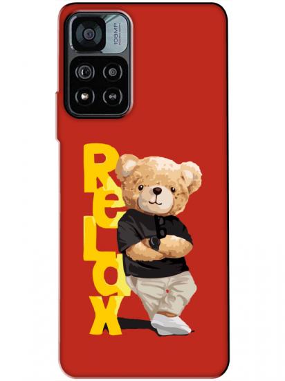 Redmi Note 11 Pro Teddy Bear Relax Kırmızı Telefon Kılıfı