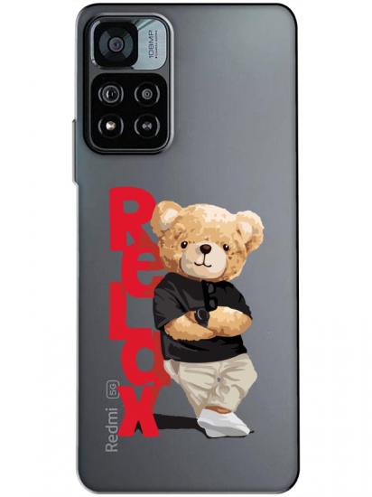 Redmi Note 11 Pro Teddy Bear Relax Şeffaf Telefon Kılıfı