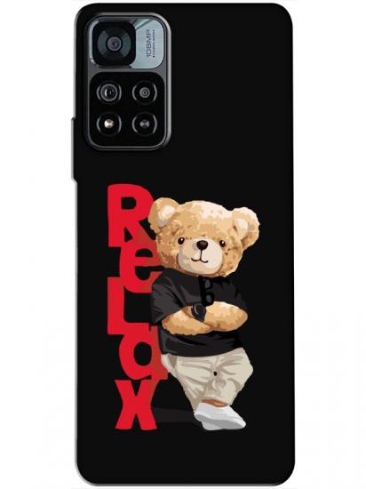 Redmi Note 11 Pro Teddy Bear Relax Siyah Telefon Kılıfı