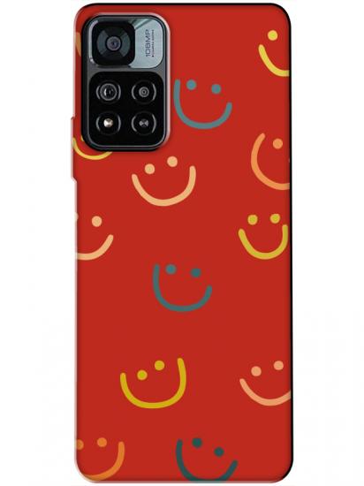 Redmi Note 11 Pro Emoji Gülen Yüz Kırmızı Telefon Kılıfı