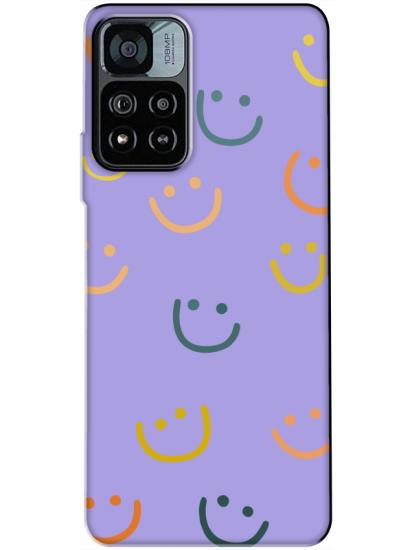 Redmi Note 11 Pro Emoji Gülen Yüz Lila Telefon Kılıfı