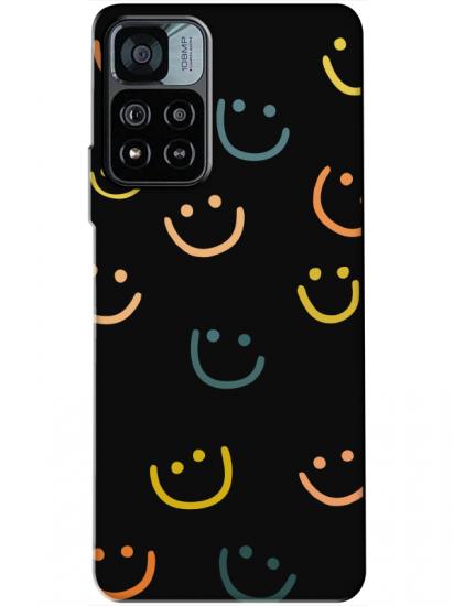 Redmi Note 11 Pro Emoji Gülen Yüz Siyah Telefon Kılıfı