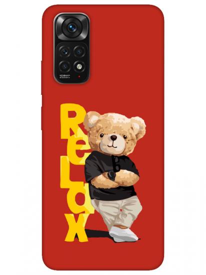 Redmi Note 11S Teddy Bear Relax Kırmızı Telefon Kılıfı