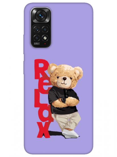 Redmi Note 11S Teddy Bear Relax Lila Telefon Kılıfı