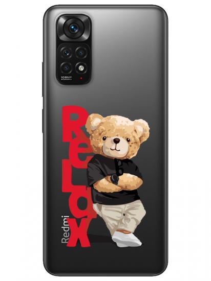 Redmi Note 11S Teddy Bear Relax Şeffaf Telefon Kılıfı