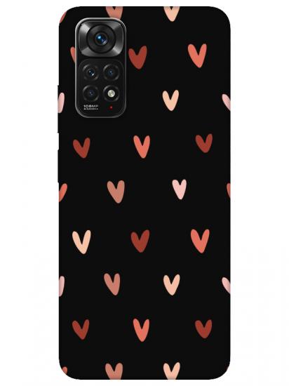 Redmi Note 11S Kalp Desen Siyah Telefon Kılıfı