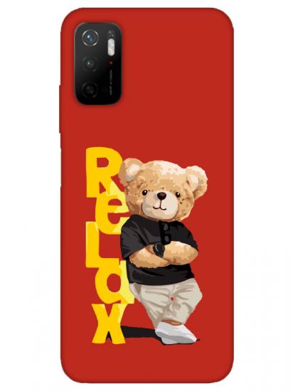 Redmi Note 11SE Teddy Bear Relax Kırmızı Telefon Kılıfı