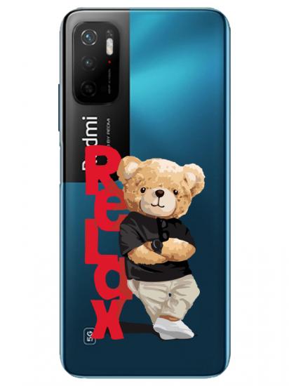 Redmi Note 11SE Teddy Bear Relax Şeffaf Telefon Kılıfı