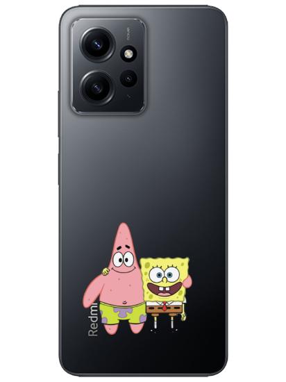 Redmi Note 12 4g Sünger Bob Ve Patrickstar Şeffaf Telefon Kılıfı