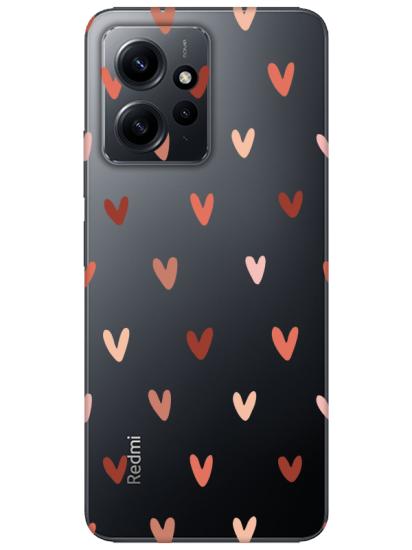 Redmi Note 12 4g Kalp Desen Şeffaf Telefon Kılıfı