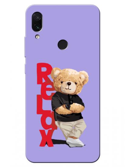 Redmi Note 7 Teddy Bear Relax Lila Telefon Kılıfı