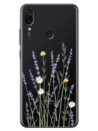 Redmi Note 7 Lavanta Desenli Şeffaf Telefon Kılıfı