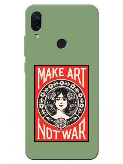 Redmi Note 7 Make Art Not War Yeşil Telefon Kılıfı