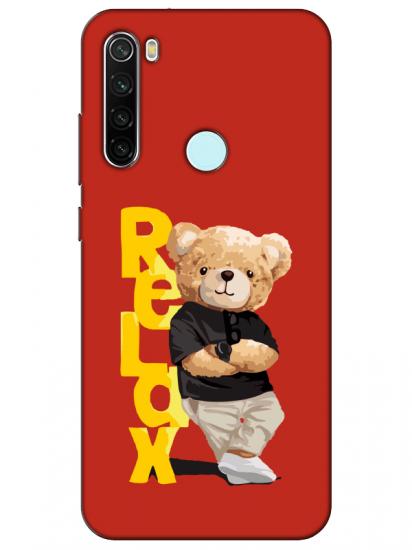 Redmi Note 8 Teddy Bear Relax Kırmızı Telefon Kılıfı