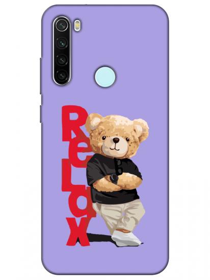 Redmi Note 8 Teddy Bear Relax Lila Telefon Kılıfı