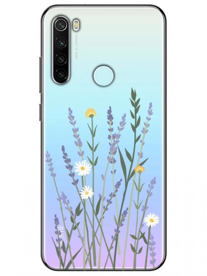 Redmi Note 8 Lavanta Desenli Şeffaf Telefon Kılıfı