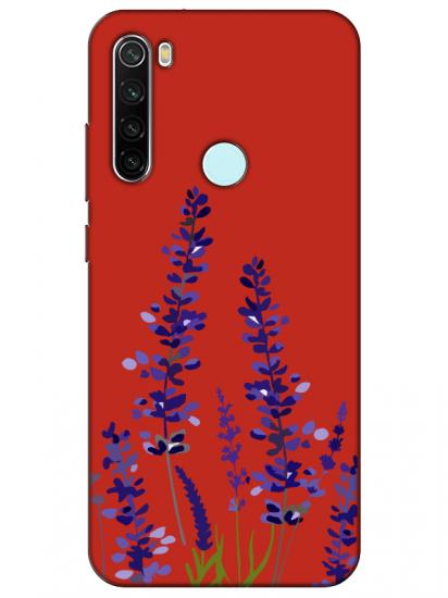 Redmi Note 8 Lavanta Desenli Kırmızı Telefon Kılıfı