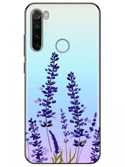 Redmi Note 8 Lavanta Desenli Şeffaf Telefon Kılıfı