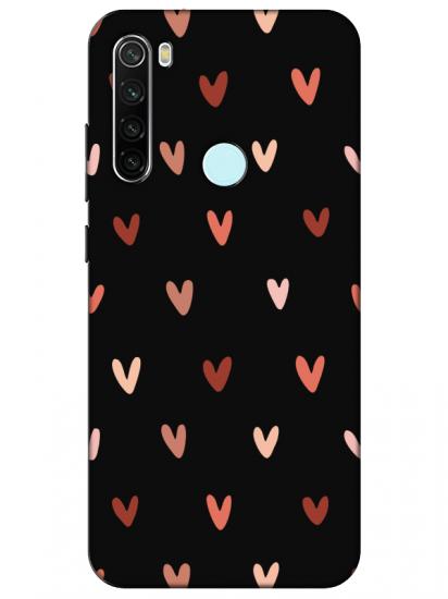 Redmi Note 8 Kalp Desen Siyah Telefon Kılıfı