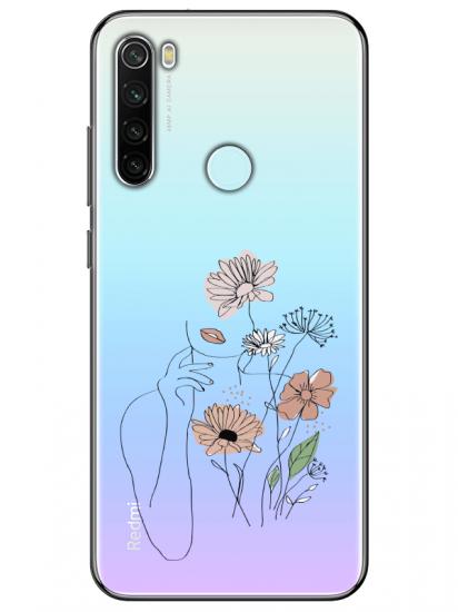 Redmi Note 8 Kadın Çiçek Şeffaf Telefon Kılıfı