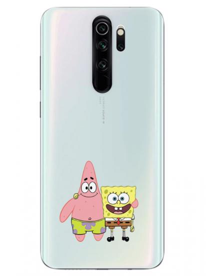 Redmi Note 8 Pro Sünger Bob Ve Patrickstar Şeffaf Telefon Kılıfı