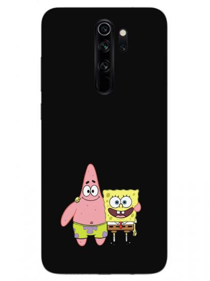 Redmi Note 8 Pro Sünger Bob Ve Patrickstar Siyah Telefon Kılıfı