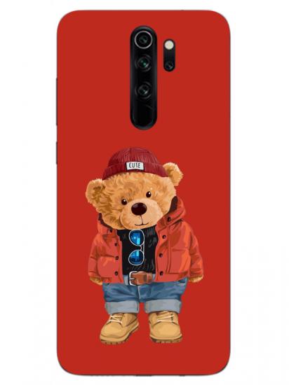 Redmi Note 8 Pro Teddy Bear Kırmızı Telefon Kılıfı