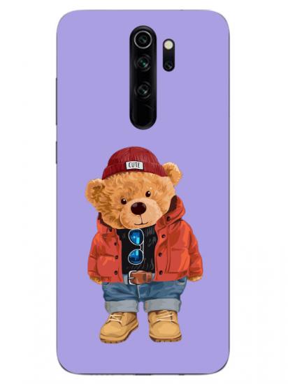 Redmi Note 8 Pro Teddy Bear Lila Telefon Kılıfı