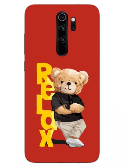 Redmi Note 8 Pro Teddy Bear Relax Kırmızı Telefon Kılıfı