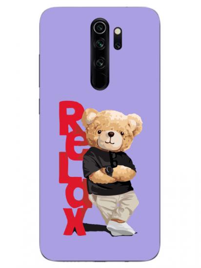 Redmi Note 8 Pro Teddy Bear Relax Lila Telefon Kılıfı