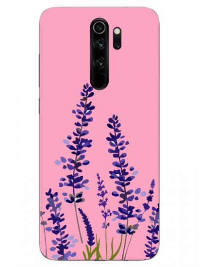 Redmi Note 8 Pro Lavanta Desenli Pembe Telefon Kılıfı