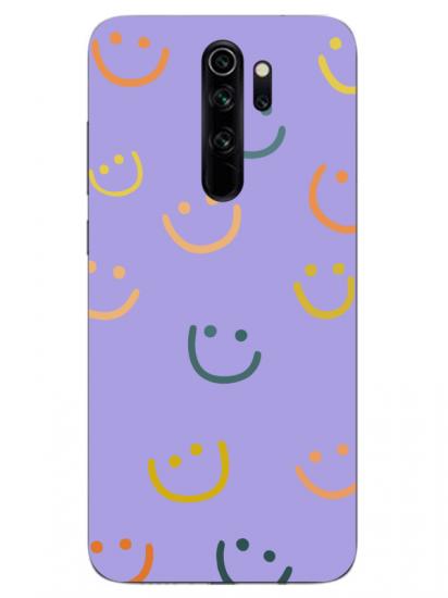 Redmi Note 8 Pro Emoji Gülen Yüz Lila Telefon Kılıfı