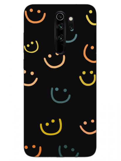 Redmi Note 8 Pro Emoji Gülen Yüz Siyah Telefon Kılıfı