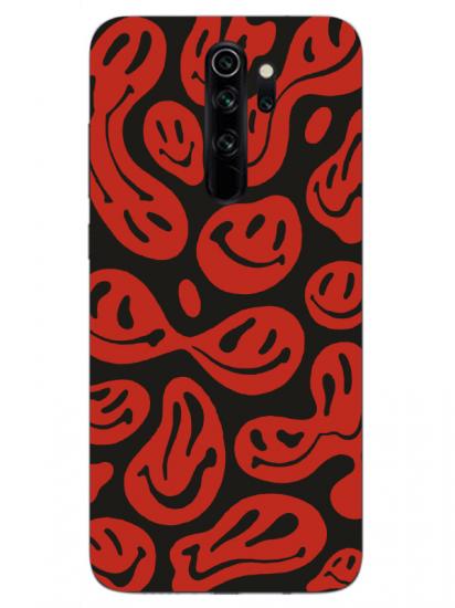 Redmi Note 8 Pro Gülen Yüzler Kırmızı Telefon Kılıfı