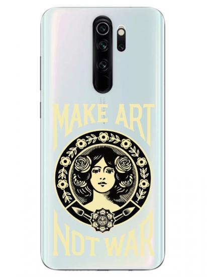 Redmi Note 8 Pro Make Art Not War Şeffaf Telefon Kılıfı