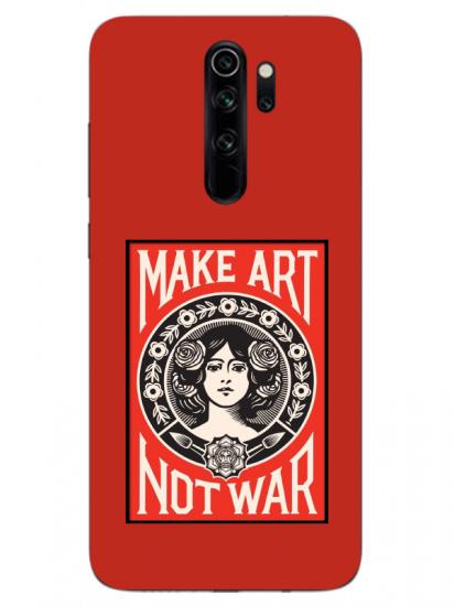 Redmi Note 8 Pro Make Art Not War Kırmızı Telefon Kılıfı