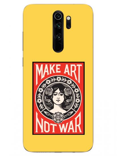 Redmi Note 8 Pro Make Art Not War Sarı Telefon Kılıfı