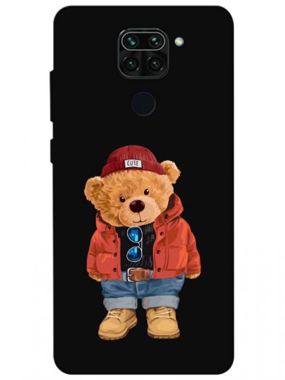 Redmi Note 9 Teddy Bear Siyah Telefon Kılıfı