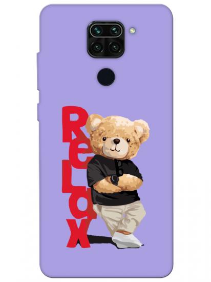 Redmi Note 9 Teddy Bear Relax Lila Telefon Kılıfı