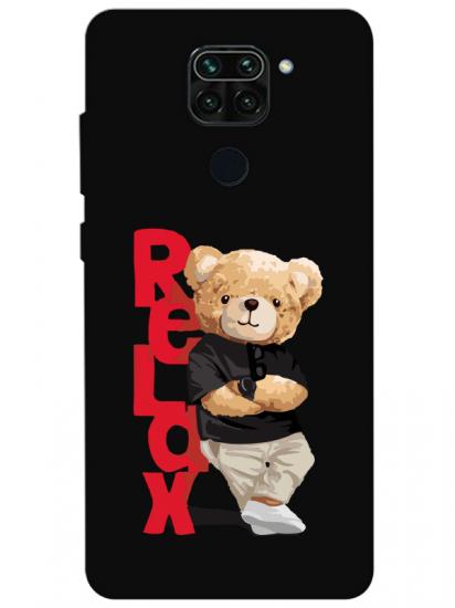 Redmi Note 9 Teddy Bear Relax Siyah Telefon Kılıfı