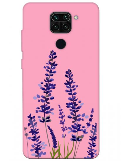 Redmi Note 9 Lavanta Desenli Pembe Telefon Kılıfı