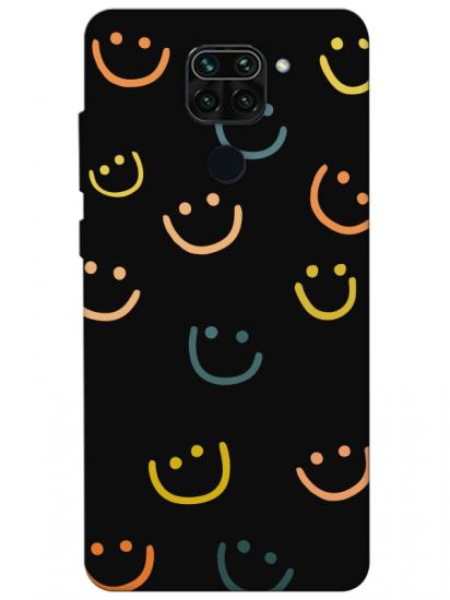 Redmi Note 9 Emoji Gülen Yüz Siyah Telefon Kılıfı